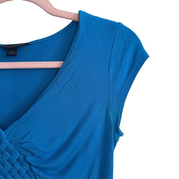 Banana Republic Blue Weave Front Cap Sleeve Shirt - Picture 5 of 9